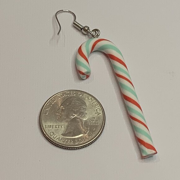 Candy Cane Earring, Christmas Earring, Funny Food Earring, Holiday Earring - Picture 3 of 4